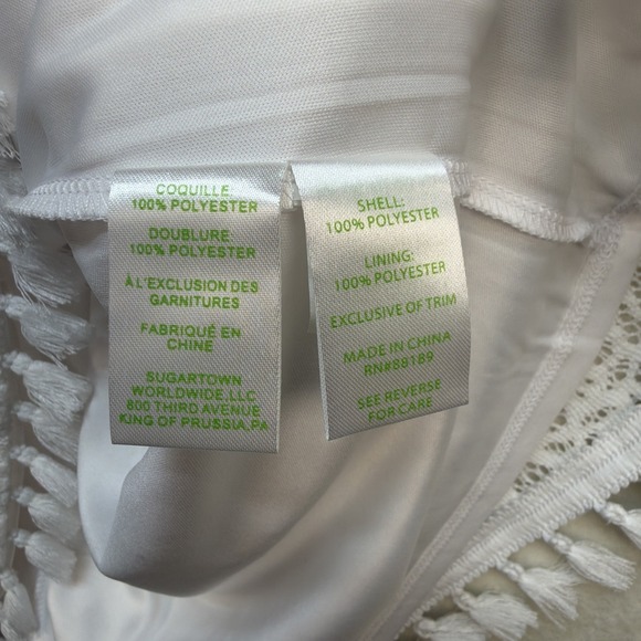 Lilly Pulitzer White Lace Shift Dress Tassel Hem Sleeveless Resort Women S - Picture 7 of 10